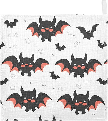 vvfelixl Cute Bats Cartoon Baby Burp Cloths Baby Muslin Washcloths for Boys Girls Cotton Baby Face Towel for Newborn Infants Soft and Absorbent 11.8 X 11.8 in, 5 Pack