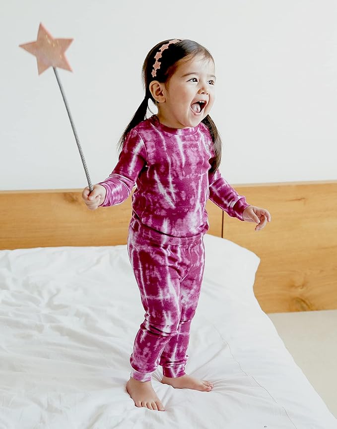 VAENAIT BABY 12M-12Y Toddler Kids Boys Girls 100% Cotton Marbling Tiedye Sung Fit Sleepwear Pajamas 2pcs Pjs Set