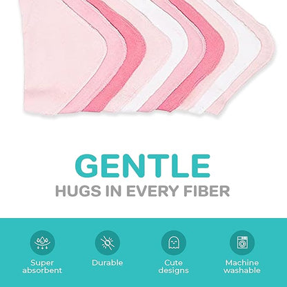Spasilk Baby Washcloth Wipes Set for Newborn Boys and Girls, Soft Terry, Pack of 10, Pink