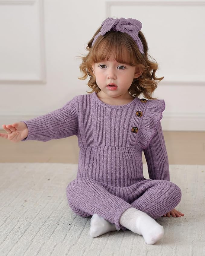 Infant Baby Girl Clothes Newborn Girl Romper Fall Winter Outfit Ruffle Long Sleeve Jumpsuit Romper Cute Baby Girl Outfit