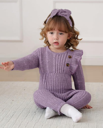 Infant Baby Girl Clothes Newborn Girl Romper Fall Winter Outfit Ruffle Long Sleeve Jumpsuit Romper Cute Baby Girl Outfit