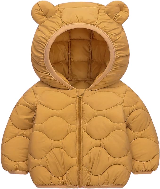 Toddler Winter Coats Puffer Padded Jacket Baby Boys Girls Bear Hoods Down Jacket Light Weight Infant Outerwear