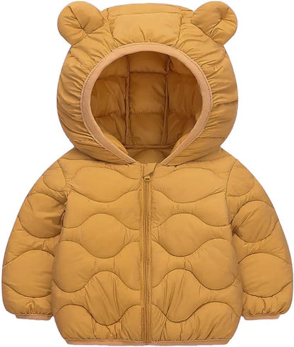 Toddler Winter Coats Puffer Padded Jacket Baby Boys Girls Bear Hoods Down Jacket Light Weight Infant Outerwear