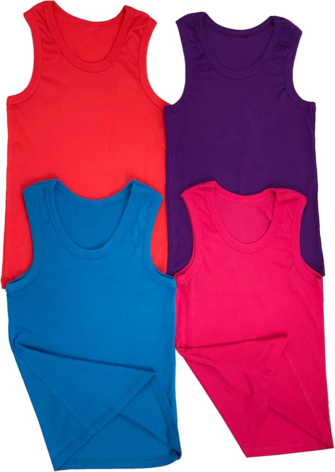 ToBeInStyle Girl's 4 Pack Ruffle Hem Cotton Tank Tops