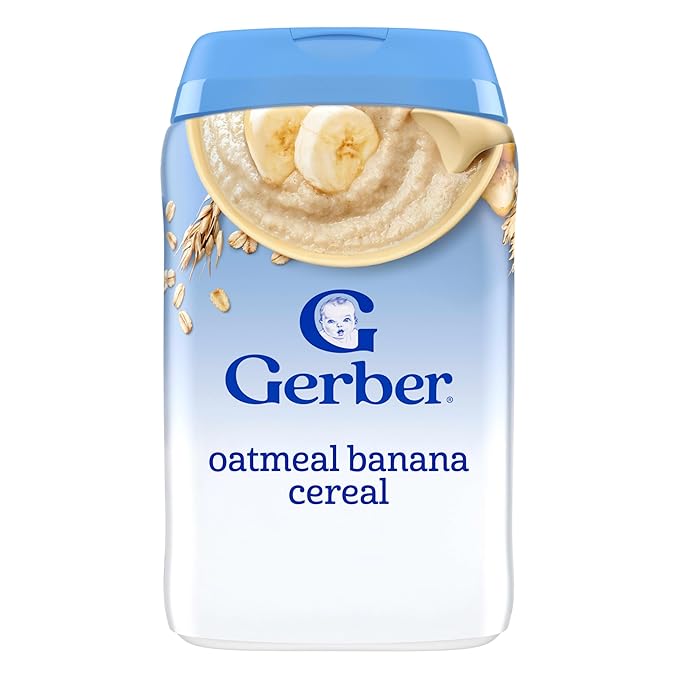 Gerber Stage 2 Baby Food, Oatmeal Banana Cereal, Probiotics Support Healthy Digestion, Baby Oatmeal Cereal