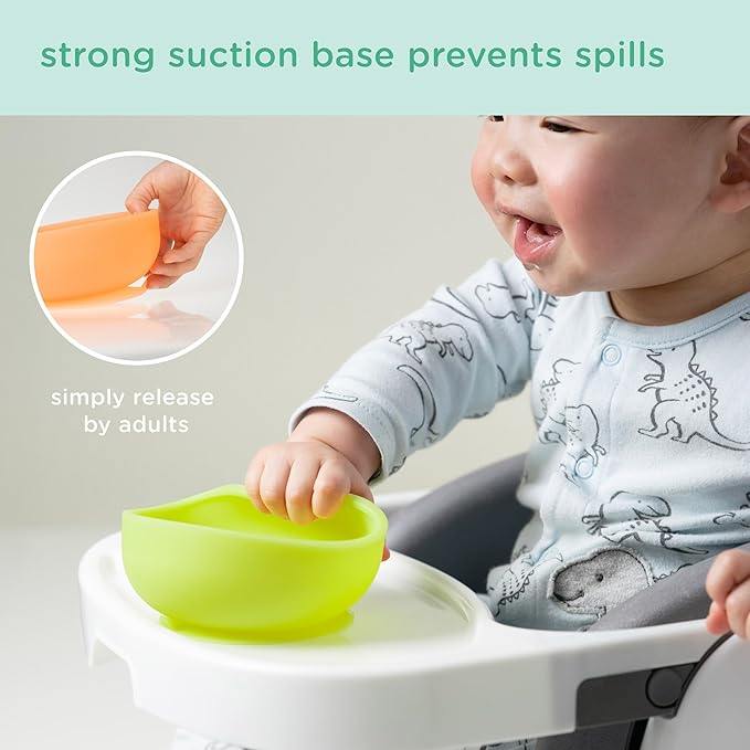 Olababy 3 Piece Parent Led and Baby Led Weaning First Feeding Set, Includes Training Spoon, Feeding Spoon and Suction Bowl with Lid