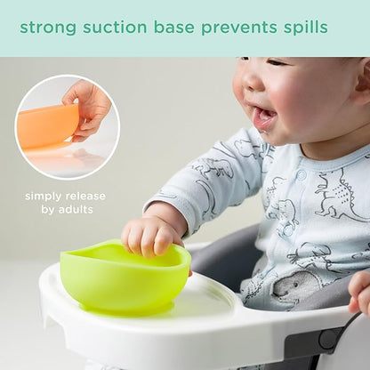 Olababy 3 Piece Parent Led and Baby Led Weaning First Feeding Set, Includes Training Spoon, Feeding Spoon and Suction Bowl with Lid