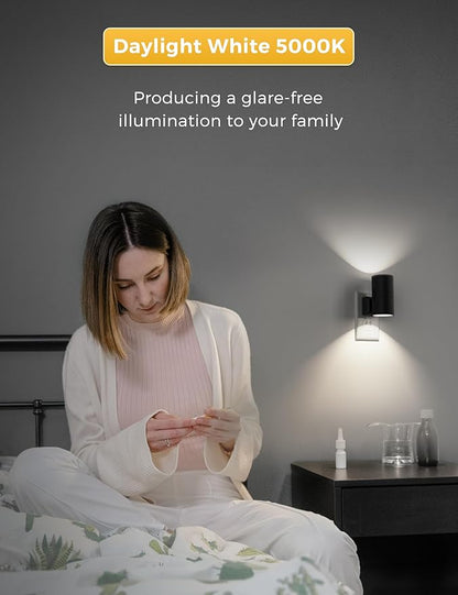 L LOHAS LED Bright Night Light, Night Lights Plug into Wall, 5000K Daylight White, Dimmable Nightlight Plug in with Light Sensor, Decorative LED Nightlights for Hallway Bathroom Kitchen, 2 Pack