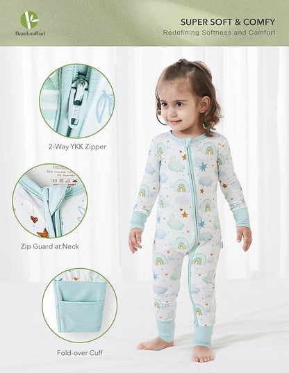 Baby Zippered Rompers Newborn Pajamas Sleepers Long Sleeve Jumpsuits Infant Zipper Romper-Viscose from Bamboo