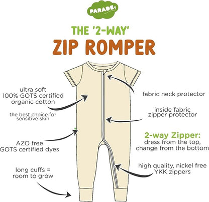 PARADE Organic Signature Print '2-Way' Zip Romper - Short Sleeve