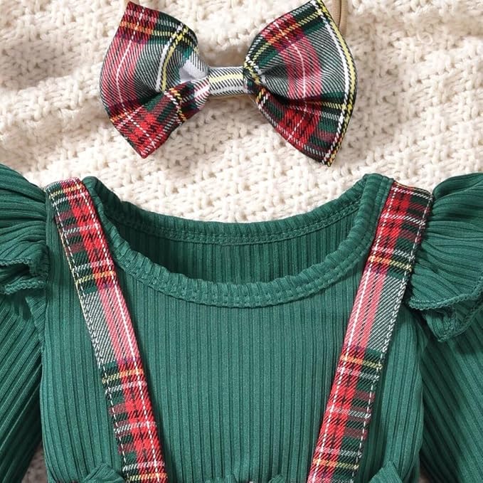 Unutiylo Preemie Newborn Baby Girl Clothes Romper Suspender Dress Fall Winter Outfits Ruffle Long Sleeve Jumpsuit