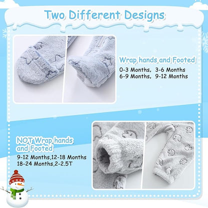 Fairy Baby Newborn Baby Bear Onesie Thin Fleece Footie Romper Snowsuit Hooded Jumpsuit Bodysuit Winter Outwear Boy Girl 0-12M