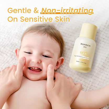 RUNBEN Baby Face Cream with Egg Yolk Oil, 48H Deep Moisturizing, Gentle & Non-Greasy Kids Face Lotion, Dry & Sensitive Skin Care for Baby, Fragrance-Free, 1.76 oz