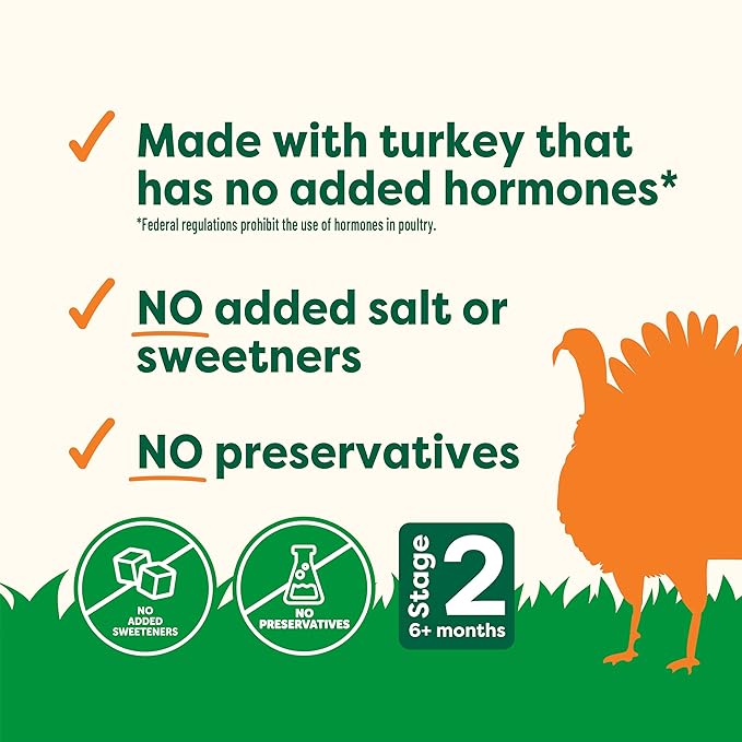 Beech-Nut Turkey Baby Food Pouches with 4g of Protein, Turkey Butternut Squash Corn & Spinach, Baby Puree Meat Baby Food Pouch, Stage 2, 3.5 oz Pouch (12 Pack)