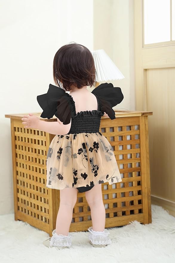 Baby Girl Clothes Infant Tulle Romper Ruffe Sleeveless Bodysuit Baby Girl Outfits Infant Girl Dress 0-18M