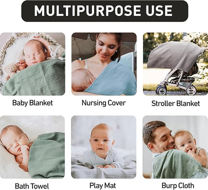 GLLQUEN BABY Muslin Swaddle Blankets for Boys and Girls, 4-Pack Baby Blankets for Girl Boy, Newborn Receiving Blanket, Baby Swaddle Blanket Unisex, Baby Essentials, Registry & Gift, 40 x 38 inches