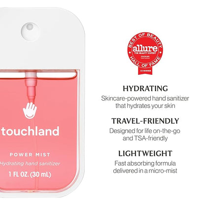 Touchland Hydrating Hand Sanitizer Spray, WILD WATERMELON Trio Set, 1 FL. OZ. Travel Size Power Mist Sprays (Set of 3)