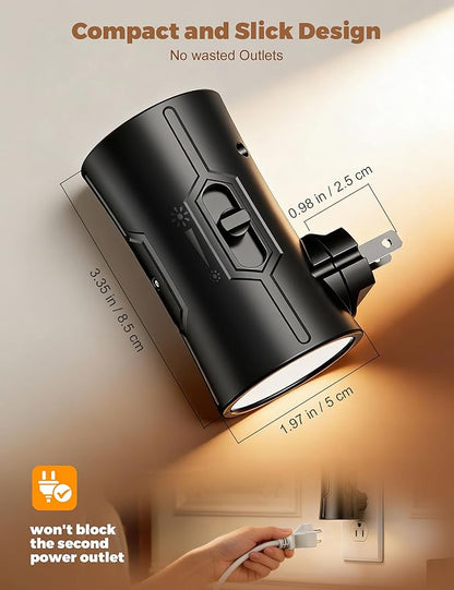 Night Light, 2-Pack Dimmable Plug-in Night Light with 90°Rotatable Plug, 0-100LM Adjustable Brightness, 3000K Warm White, 1W Ultra Low Energy for Bedroom, Hallway, Bathroom, Kids Room