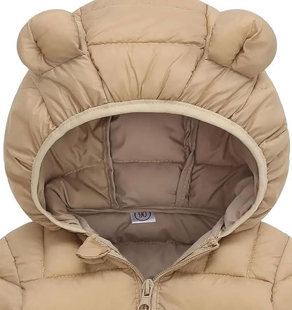 Toddler Winter Coats Puffer Padded Jacket Baby Boys Girls Bear Hoods Down Jacket Light Weight Infant Outerwear