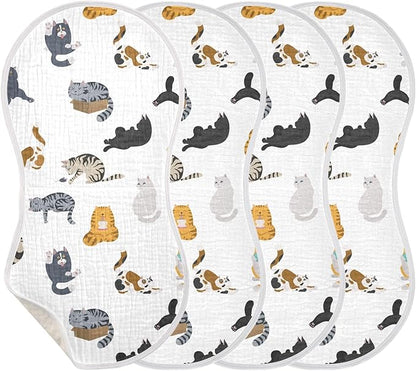 vvfelixl Cartoon Cat Burp Cloths for Baby Boy Girls Baby Washcloths Burp Rags 1 Pack