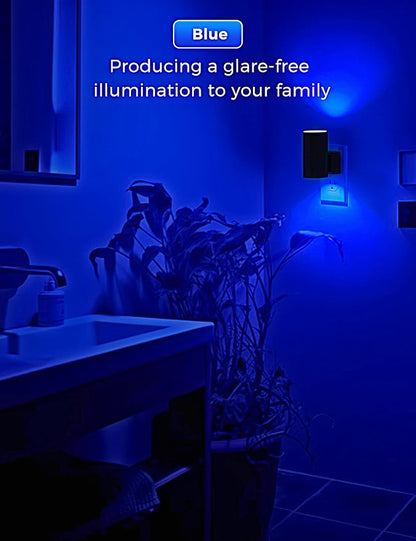 L LOHAS LED Blue Night Light, Night Lights Plug into Wall, Dimmable Nightlight, Light Sensor, Calm Blue Nightlights for Bluey Bathroom Decor, Home Decor, Party, Holiday, Bedroom, Hallway, 2 Pack