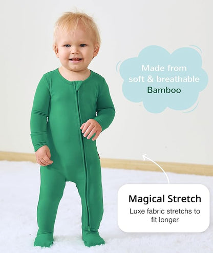 Bamboo Viscose Baby Boy Footie Pajamas, Infant Clothes, 2 Way Zipper Newborn Sleepers