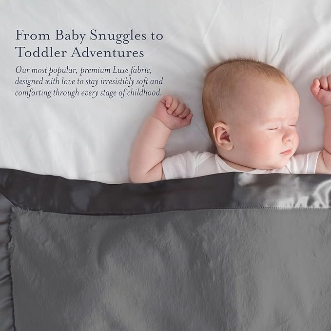 Little Giraffe Baby Blanket - Luxe Soft Blanket with Satin Trim - Baby Stroller Blanket - Newborn Baby Essentials & Baby Gifts - 29x35" - Charcoal