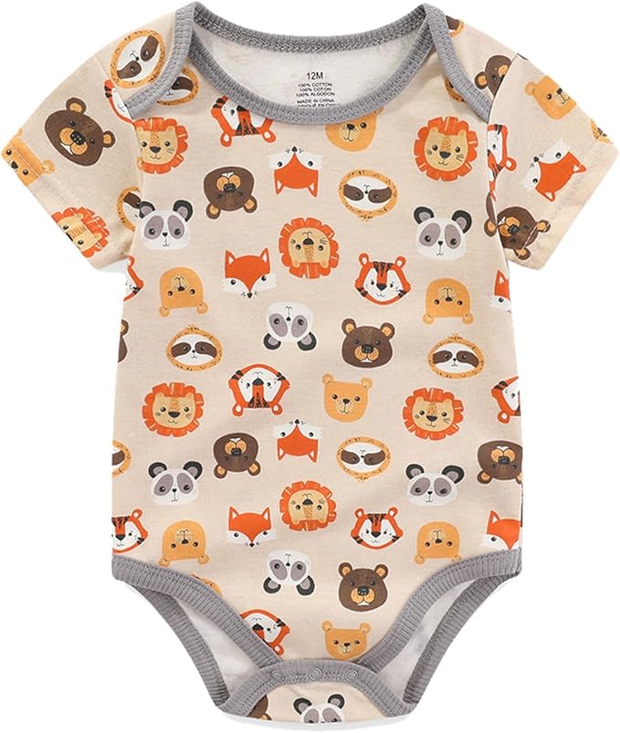 Unisex Baby Cotton Bodysuits 4-pack Short Sleeve Newborn Clothes