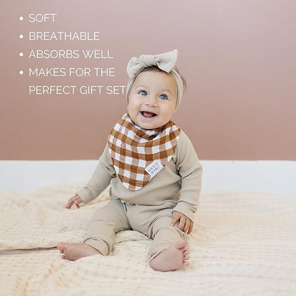 Mebie Baby Muslin Cotton Bib, 3 pack, Baby Bib Set for Burp, Spit Up, Drool, Bandana Bibs for Baby Boy or Baby Girl