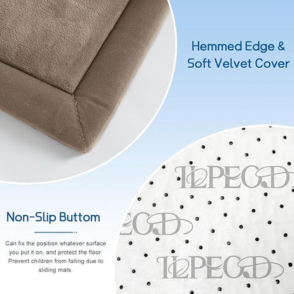 Baby Play Mat for Floor Tummy Time Mat Nursery Muscle Area Rug Playroom Rug Tatami 47"*47" Memory Foam 1.3" Thick Crawling For Babies,Toddlers, Infants, Kids,Floor(Brown)