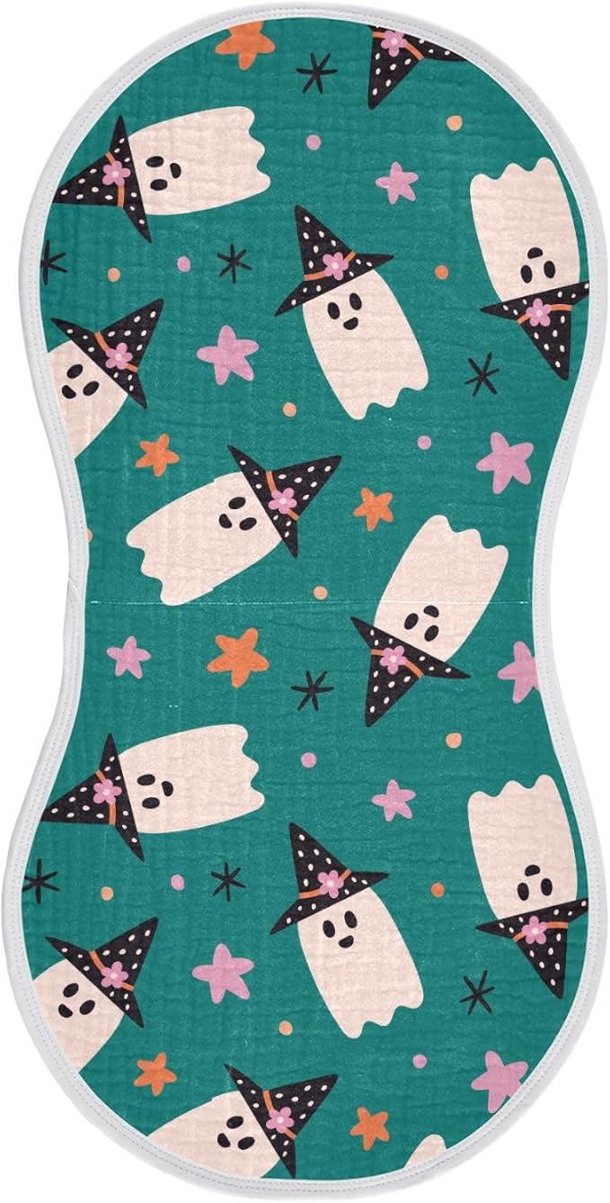 vvfelixl Halloween Ghosts Burp Cloths for Baby Boy Girls Baby Washcloths Burp Rags 1 Pack