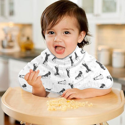 2 Pack Muslin Burp Cloths Husky Dogs White Cotton Baby Burp Cloths Extra Absorbent and Soft Thick Burping Cloth for Newborn Babies Boys Girls 22x11 Inch