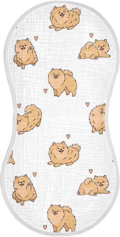 vvfelixl Muslin Burp Cloths Funny Pomeranian Spitz Dogs Baby Washcloths for Baby Girl Boys 2 Pack