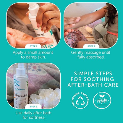 Mambino Organics Massage Baby Oil – Organic, Nourishing with Egyptian Calendula, Chamomile & Lavender – Gentle for After-Bath Relaxing – Cruelty-Free Baby Oils for Baby & Kids, 2-Pack 5 fl oz