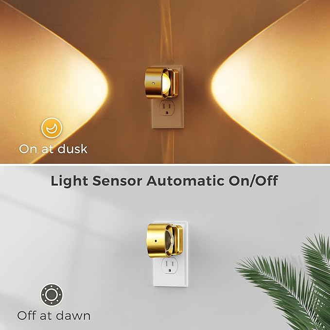 L LOHAS LED Night Light Projector, Night Lights Plug into Wall, Dusk to Dawn Sensor, Rotating Nightlight for Kids, Soft White Swivel Ambient Lighting for Bathroom, Gaming Room, Gifts,2 Pack