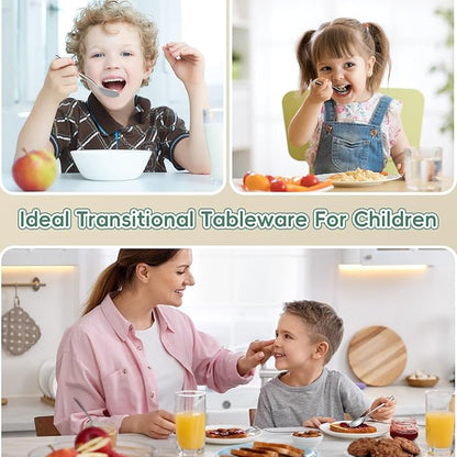 10 Pieces Stainless Steel Toddler Utensils Set - Food Grade Kids Silverware Set Children Safe Small Forks and Spoons Mirror Polished Sturdy and Durable Dishwasher Safe