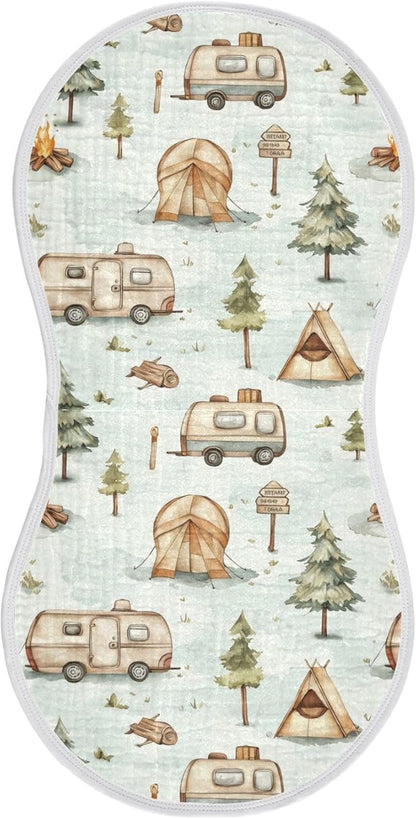 vvfelixl Muslin Burp Cloths Cartoon Camping Caravan Baby Washcloths for Baby Girl Boys 2 Pack
