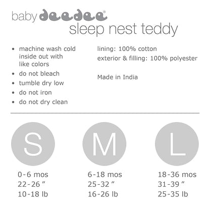 Baby Deedee Sleep Nest Teddy Baby Sleeping Bag, Pink, Small (0-6 Months)
