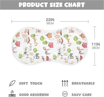 vvfelixl Baby Burp Cloths Watercolor Farm Animals Baby Newborn Cotton Burping Cloths Set Baby Washcloths 4 Pack White