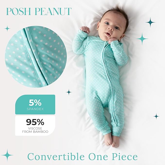 Posh Peanut Convertible Baby Sleepers - Girls Footless Baby Pajamas with 2 Way Zipper for Easy Diaper Changes