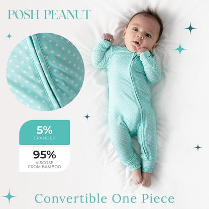 Posh Peanut Convertible Baby Sleepers - Girls Footless Baby Pajamas with 2 Way Zipper for Easy Diaper Changes