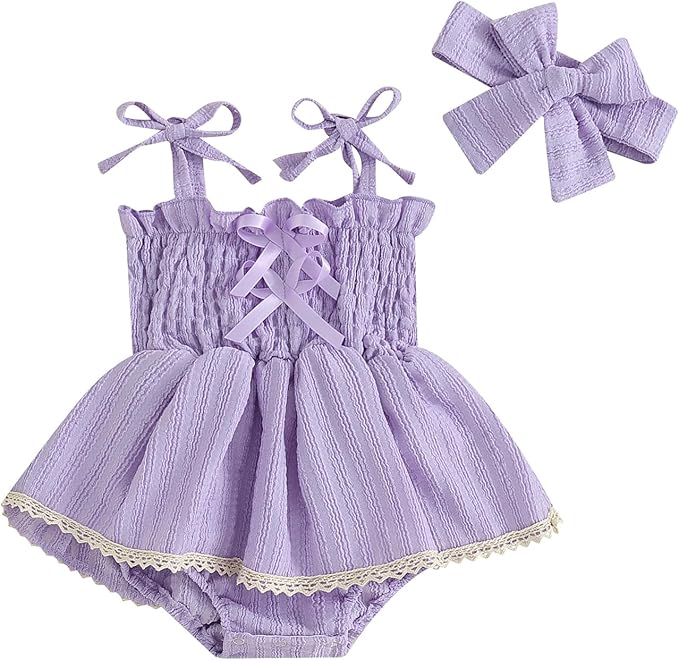 Newborn Baby Girl Bodysuit Sleeveless Halter Frill Romper One-piece Jumpsuit with Headband Summer Clothes Set