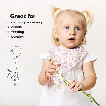 KeaBabies 10-Pack Organic Baby Bandana Bibs for Girls - Super Absorbent Triangle Baby Bibs for Drooling and Teething Infant, 100% Cotton Extra Soft for Newborn, Infant 0-36 Months (Tea Party)