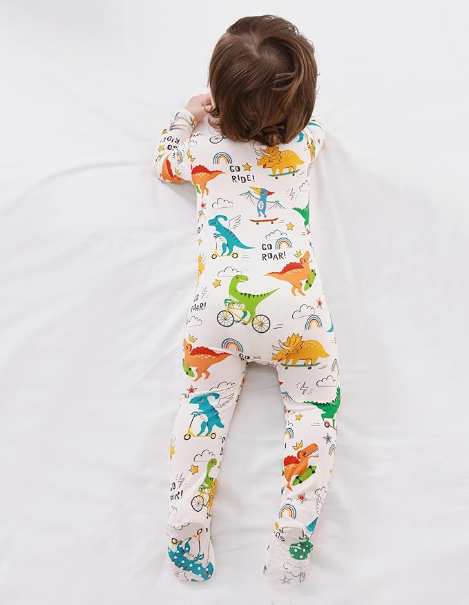 Baby Footie Romper Pajamas Unisex Newborn Infant Pjs Soft Rompers Viscose from Bamboo Sleepwear