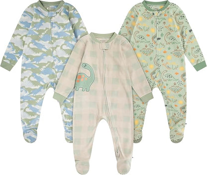 HUGGIES unisex-baby 3-pack Footed Fleece Coverall Pajamas