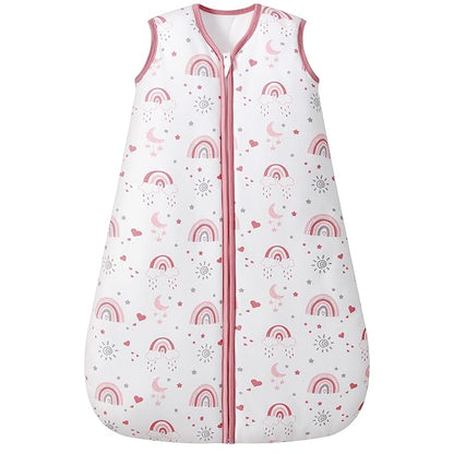 Baby Sleep Sack 6-12 Months, 2.5 TOG Cotton Winter Baby Wearable Blanket with 2-Way Zipper, Warm Soft Sleeping Bag for Newborn Infant Boy Girl, Medium Rainbow