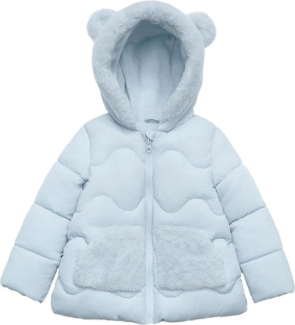 Rokka&Rolla Baby Girls' Water-Resistant Soft Mini Fur Lined Puffer Jacket for Newborn Infant Toddler (6-24M, 2T-5T)