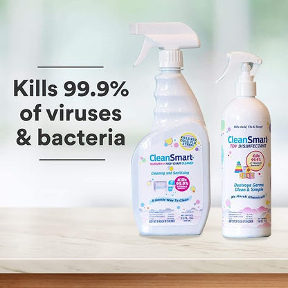CleanSmart Toy Disinfectant Spray Kills 99.9% of Viruses and Bacteria, Rinse Free, 16 oz Bottle, (Pack of 2)