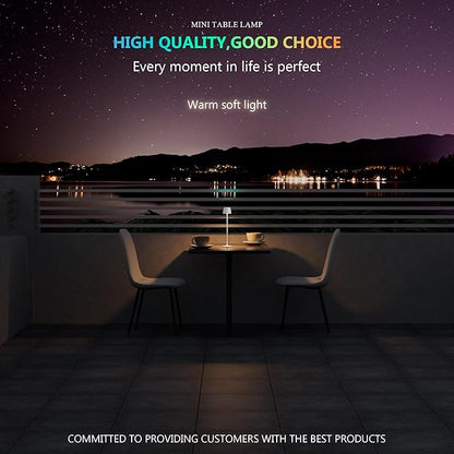 Compact Cordless Table Lamp, Rechargeable LED Night Light, Dual Light Source (RGB Top & Warm Bottom), Touch Control & Timer, Metal Lamp for Bedroom & Kids Room (White 1PACK)