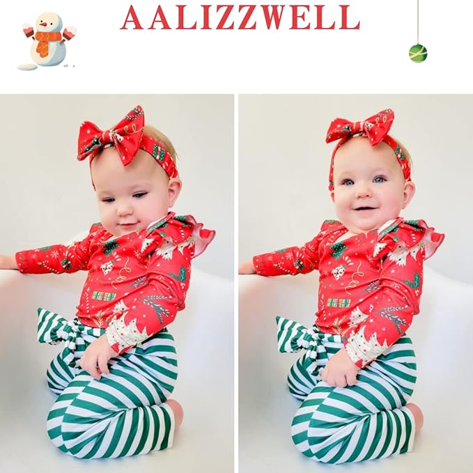 Aalizzwell Preemie Newborn Infant Baby Girls Clothes Ribbed Romper Bodysuit Pants Set Fall Winter Outfits
